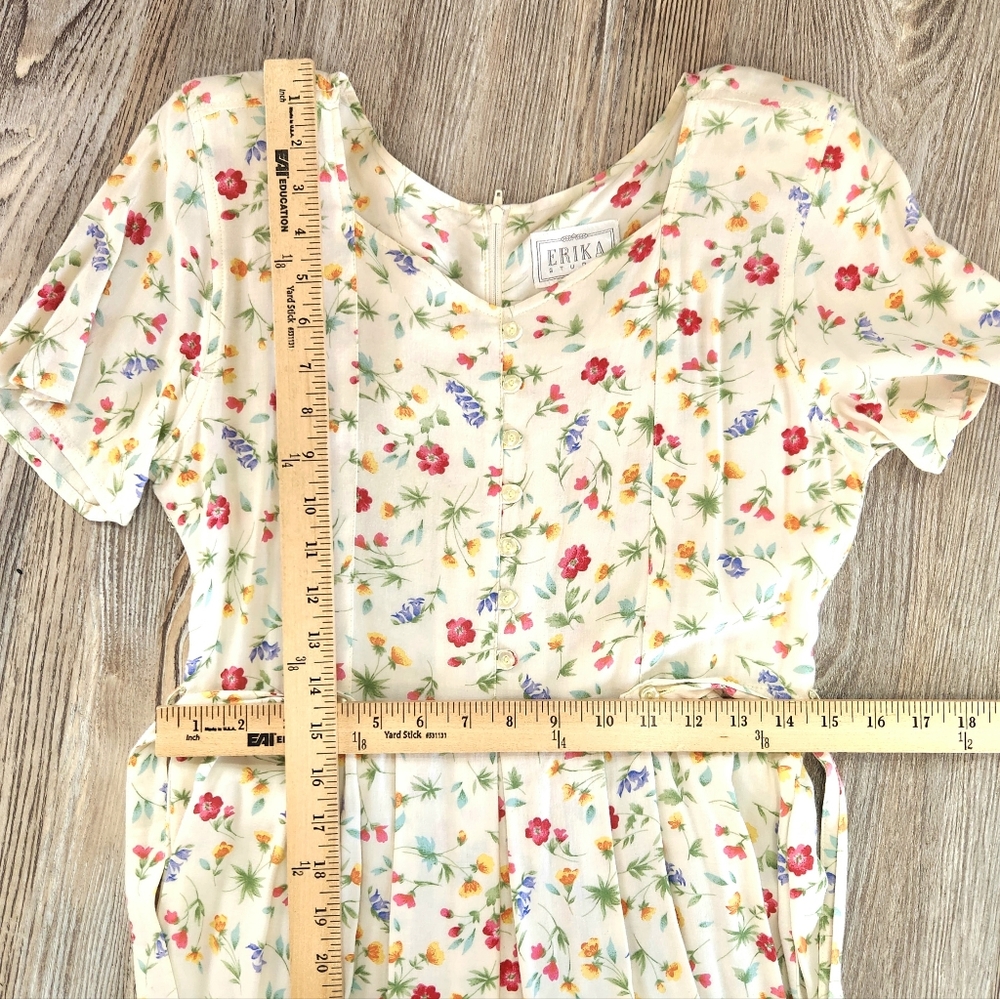 Floral Cream Maxi Dress with Side Ties - Picture 11 of 14
